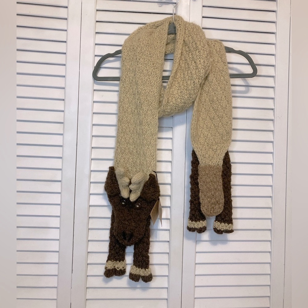NWT Andes Gifts Handcrafted Alpaca Wool Moose Scarf